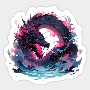 A black dragon with illustration Sticker